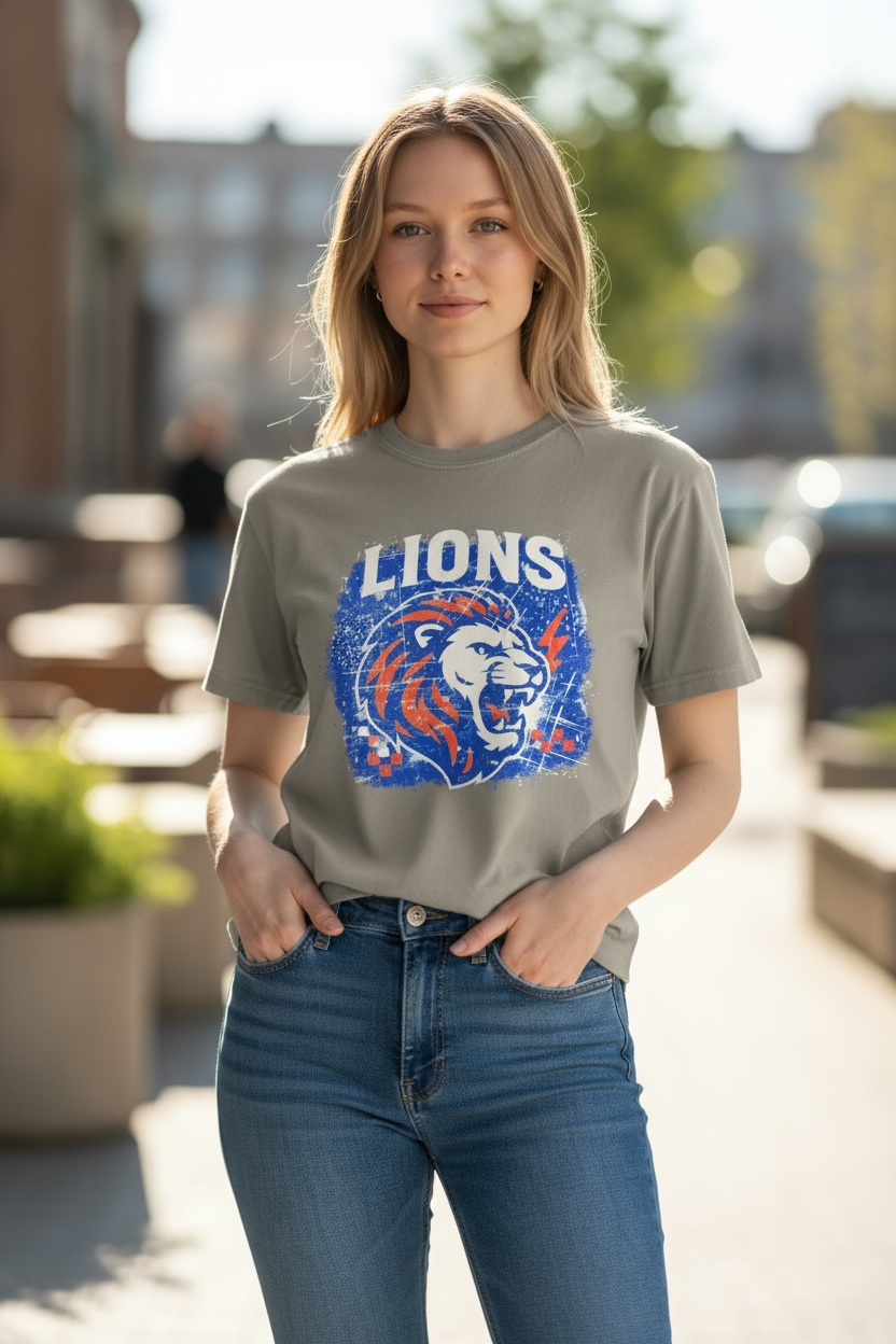 Carterville Lions Graphic T-Shirt Gray Game Day Tee